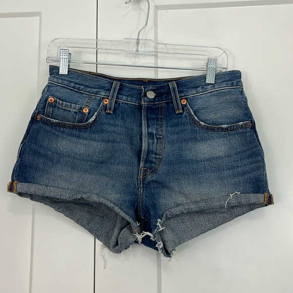 Levi's Size 27 Blue 501 Denim Cutoff Button Fly Jean Shorts - Picture 2 of 8
